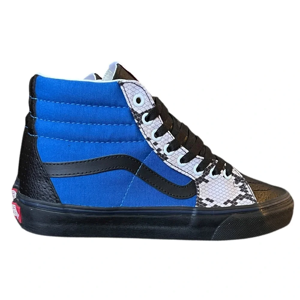 Vans Sk8 Hi High Top Snake Print Blue Black Leather Sneakers Mens 6.5 Womens 8‎